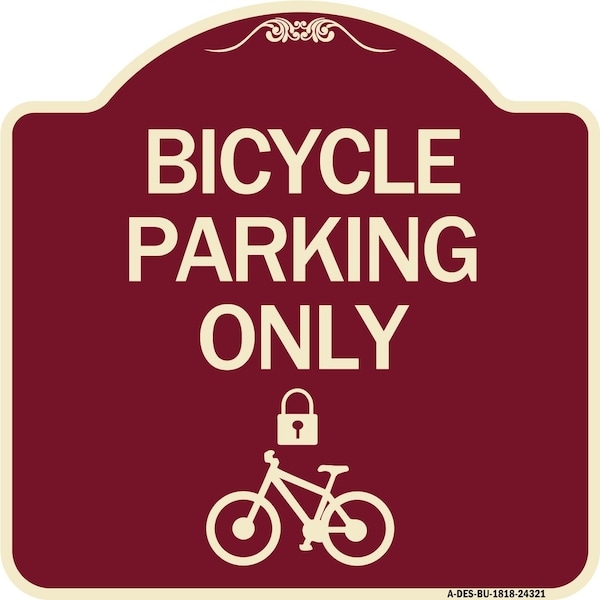 Bicycle Parking W/ Cycle and LockHeavy-Gauge Aluminum Architectural Sign, 18" x 18", BU-1818-24321